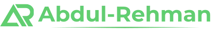 Green stylized "AR" logo with a name, combining the letters into a sleek geometric shape.